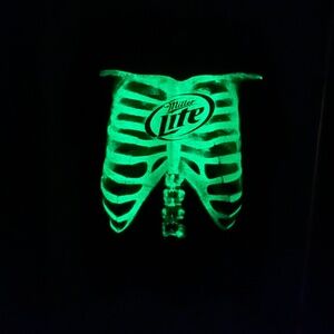 Vintage Miller Lite Men’s XL Black Skeleton Ribs Glow In Dark Black Xray Shirt
